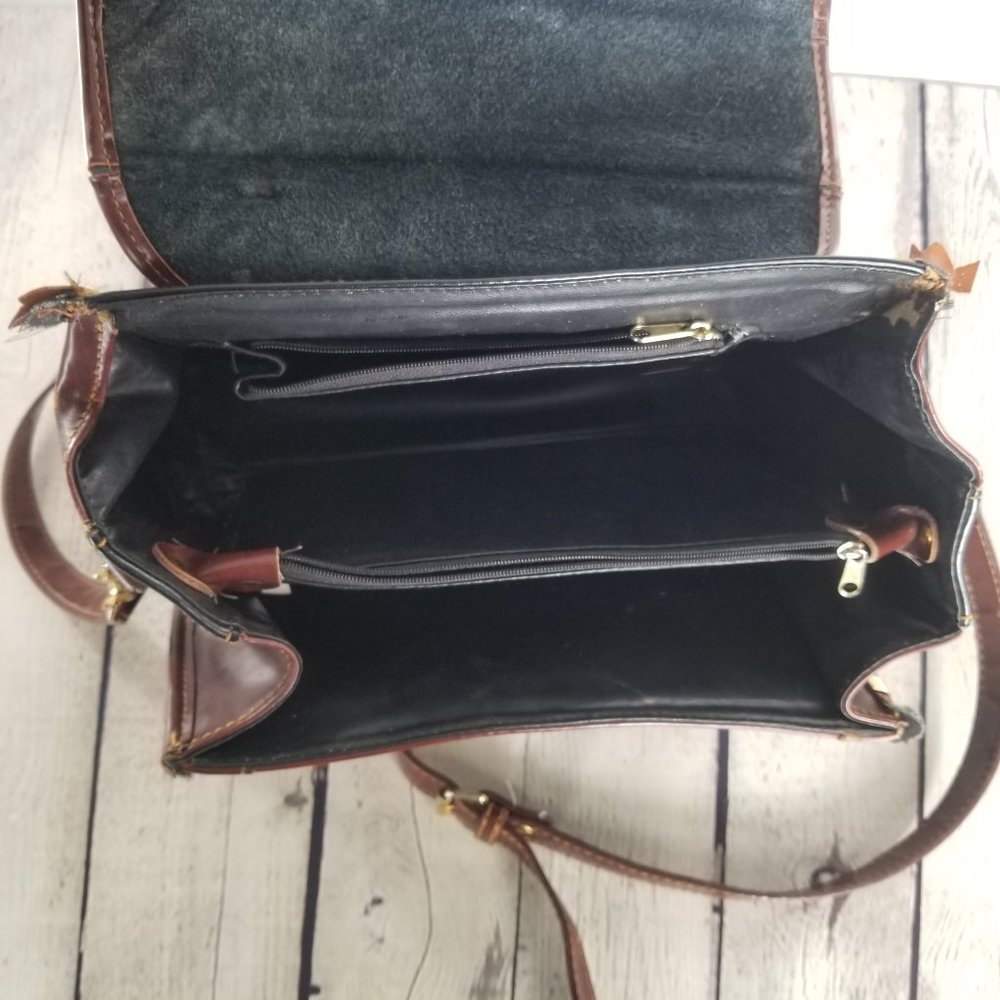 VTG Polo Ralph Lauren brown & Black Leather Bag - Picture 8 of 8